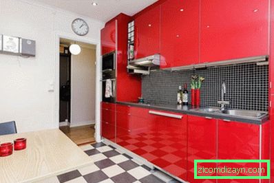 Rødt kjøkken i stil med popkunst